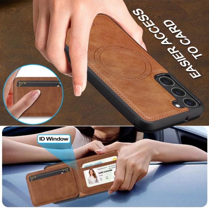 LC.imeeke - LC.IMEEKE L3 för Samsung Galaxy S23+ Fodral Äkta läder - Brun