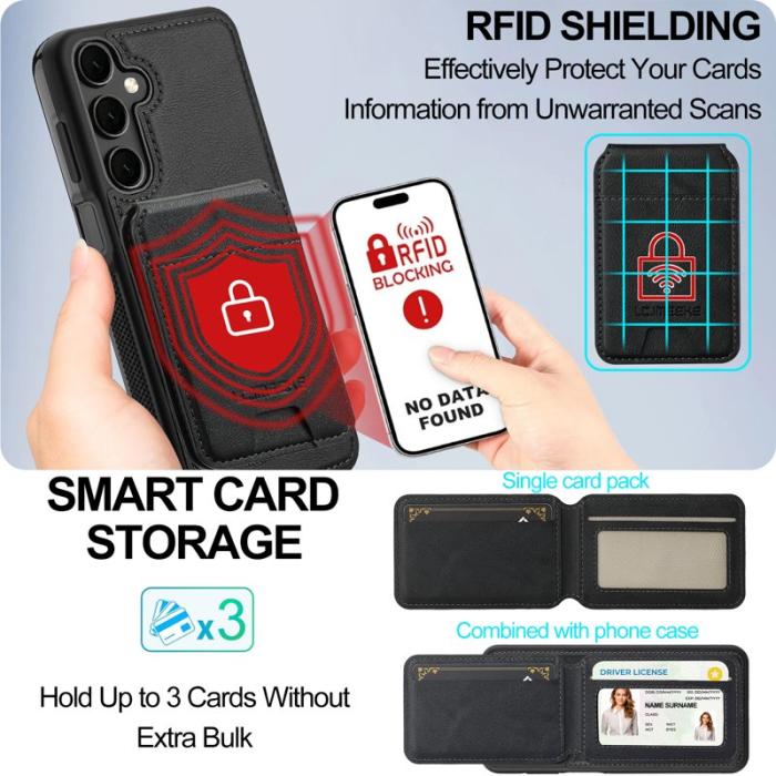 LC.imeeke - LC.IMEEKE L3 för Samsung Galaxy S24 Fodral Äkta läder - Svart