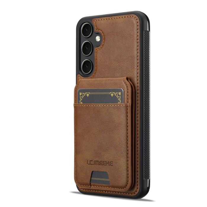 LC.imeeke - LC.IMEEKE L3 för Samsung Galaxy S25 Fodral Äkta läder - Brun