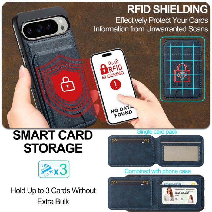 LC.imeeke - LC.IMEEKE L3 Fodral för Google Pixel 10 Pro - Äkta läder - Blå