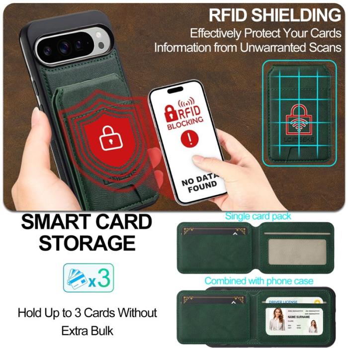 LC.imeeke - LC.IMEEKE L3 Fodral för Google Pixel 10 Pro - Äkta läder - Grön