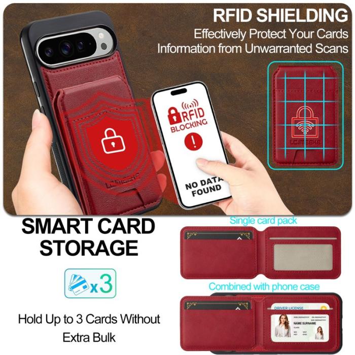 LC.imeeke - LC.IMEEKE L3 Fodral för Google Pixel 10 Pro - Äkta läder - Röd