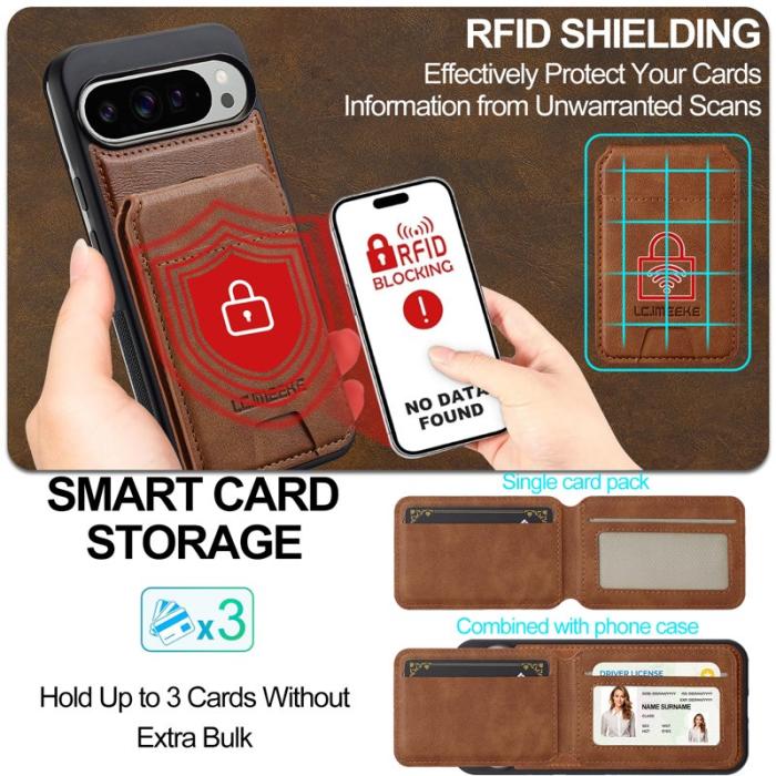 LC.imeeke - LC.IMEEKE L3 Google Pixel 10 Pro XL Fodral Äkta läder - Brun