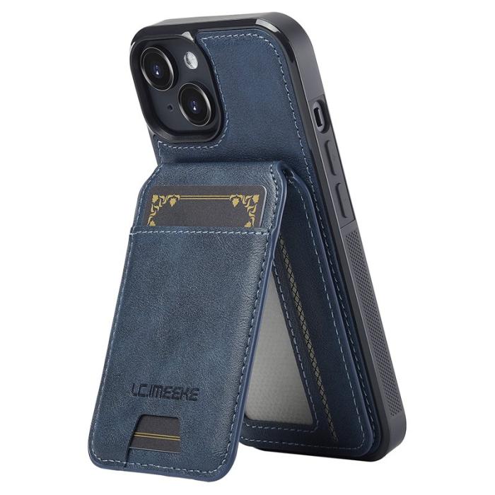 LC.imeeke - LC.IMEEKE L3 iPhone 14 Fodral Magnetiskt Läder+TPU - Blå