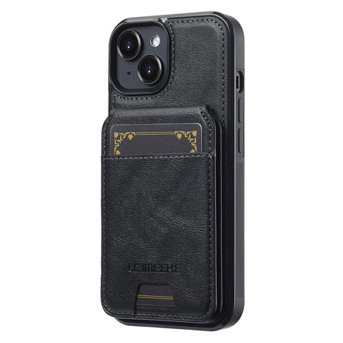 LC.imeeke - LC.IMEEKE L3 iPhone 14 Plus Fodral Äkta läder - Svart