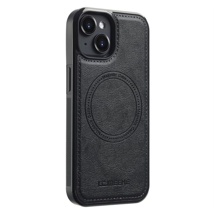 LC.imeeke - LC.IMEEKE L3 iPhone 14 Plus Fodral Äkta läder - Svart