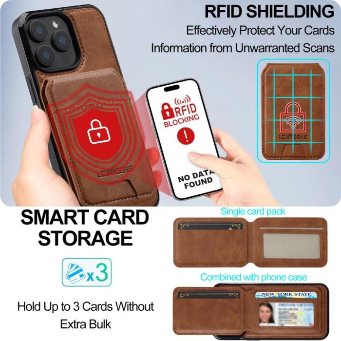 LC.imeeke - LC.IMEEKE L3 iPhone 14 Pro Fodral Äkta läder - Brun