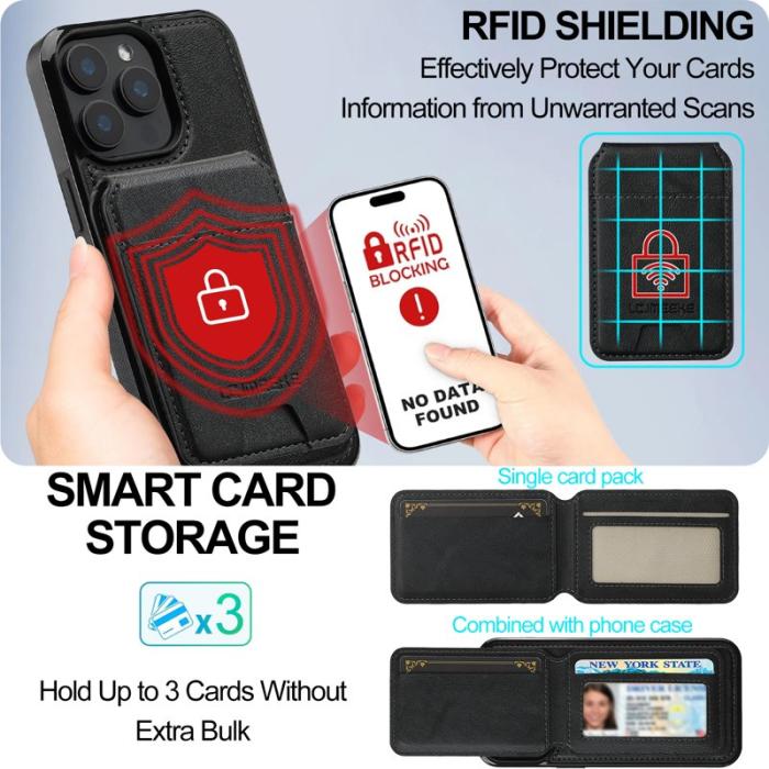 LC.imeeke - LC.IMEEKE L3 iPhone 14 Pro Max Fodral Äkta läder - Svart