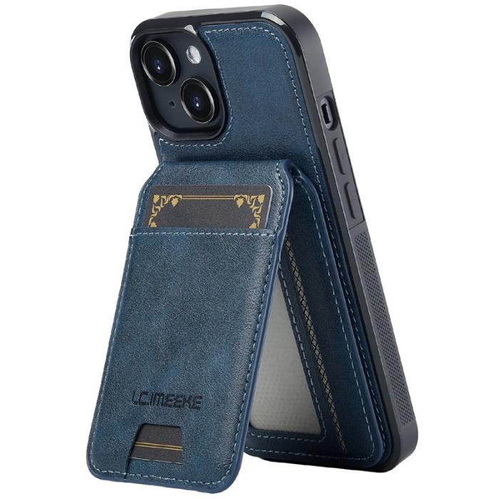 LC.imeeke - LC.IMEEKE L3 iPhone 15 Fodral Äkta läder - Blå