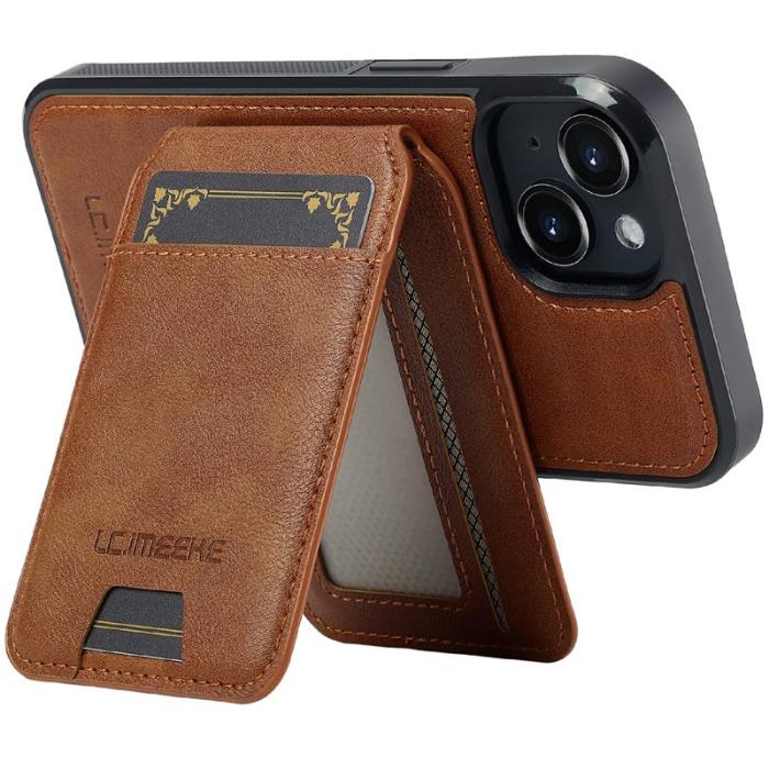 LC.imeeke - LC.IMEEKE L3 iPhone 15 Fodral Magnetiskt Läder+TPU - Brun