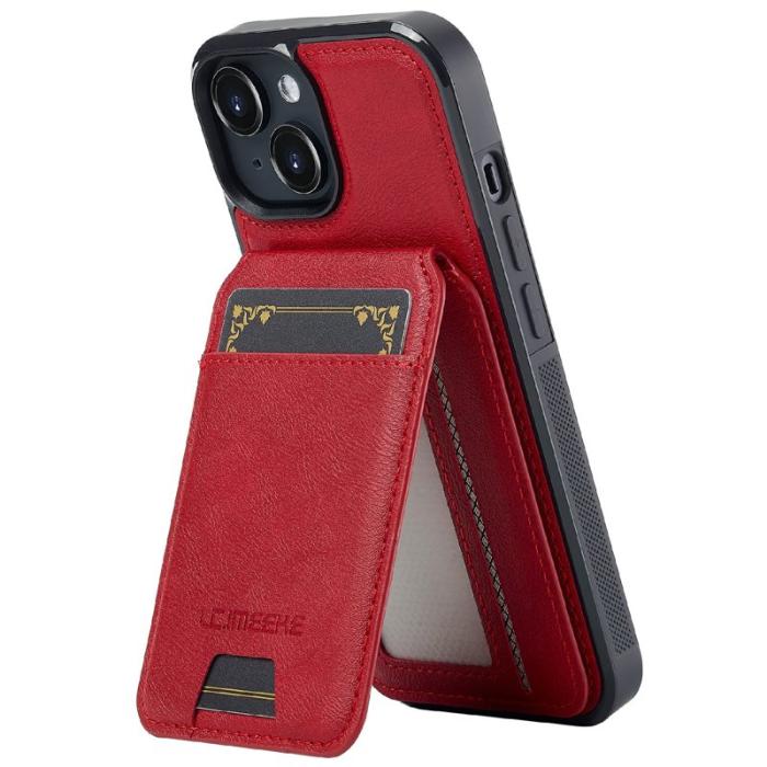 LC.imeeke - LC.IMEEKE L3 iPhone 15 Fodral Magnetiskt Läder+TPU - Röd