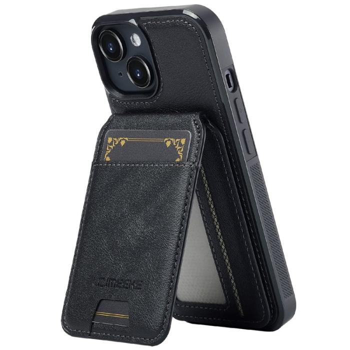 LC.imeeke - LC.IMEEKE L3 iPhone 15 Fodral Magnetiskt Läder+TPU - Svart