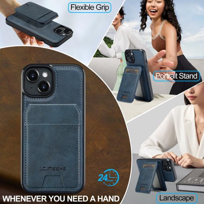 LC.imeeke - LC.IMEEKE L3 iPhone 15 Plus Fodral Äkta läder - Blå