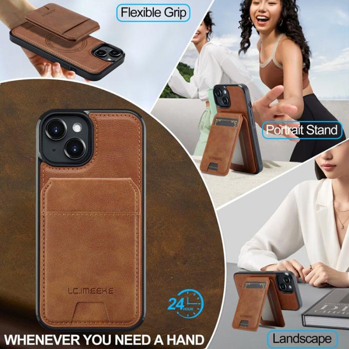 LC.imeeke - LC.IMEEKE L3 iPhone 15 Plus Fodral Äkta läder - Brun