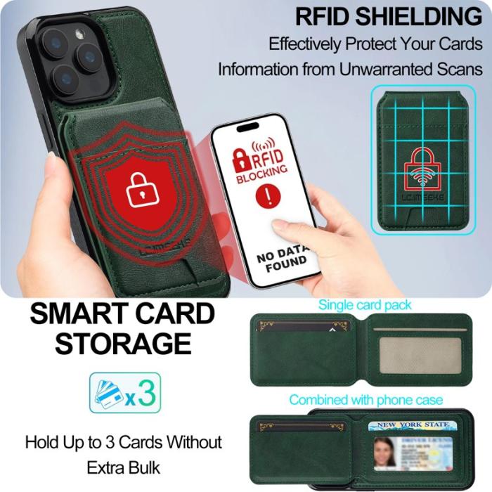 LC.imeeke - LC.IMEEKE L3 iPhone 15 Pro Fodral Äkta läder - Grön