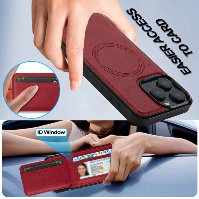 LC.imeeke - LC.IMEEKE L3 iPhone 15 Pro Fodral Äkta läder - Röd