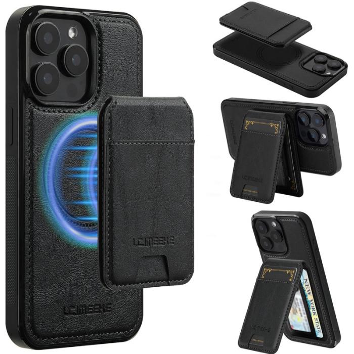 LC.imeeke - LC.IMEEKE L3 iPhone 15 Pro Fodral Äkta läder - Svart