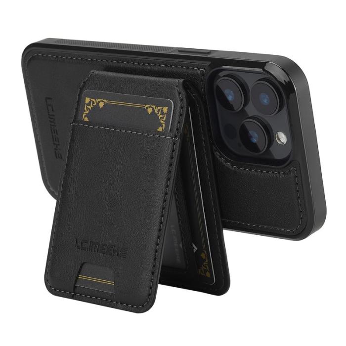 LC.imeeke - LC.IMEEKE L3 iPhone 15 Pro Fodral Äkta läder - Svart
