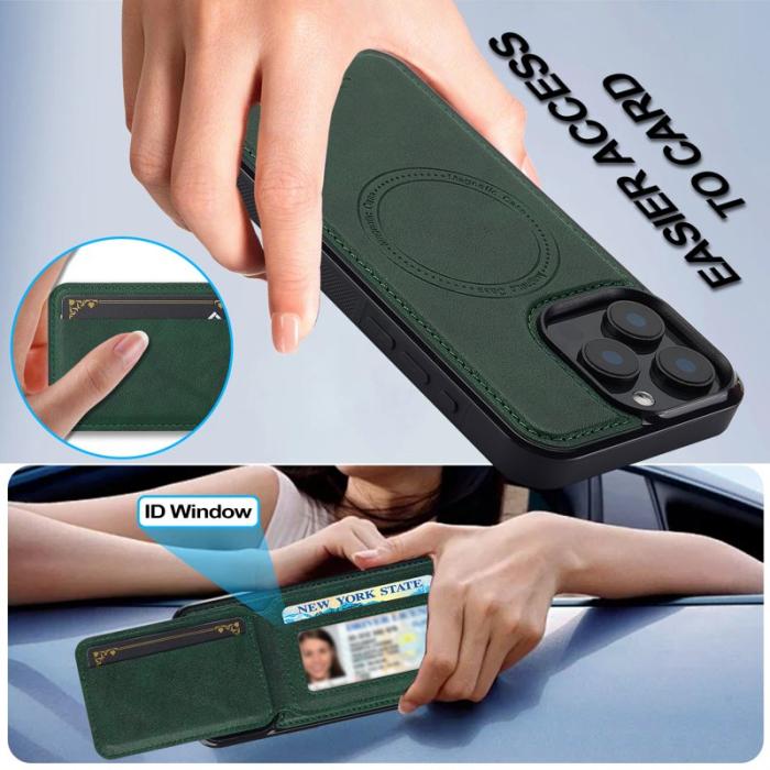 LC.imeeke - LC.IMEEKE L3 iPhone 15 Pro Max Fodral Äkta läder - Grön