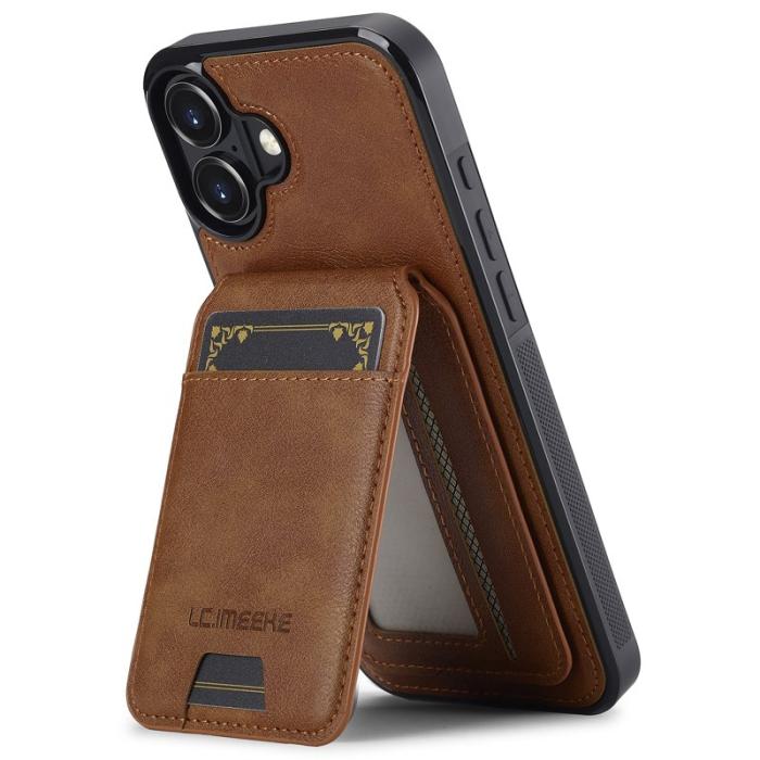 LC.imeeke - LC.IMEEKE L3 iPhone 16 Fodral Magnetiskt Läder+TPU - Brun