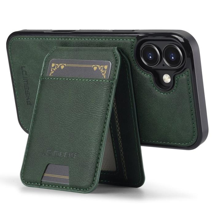 LC.imeeke - LC.IMEEKE L3 iPhone 16 Fodral Magnetiskt Läder+TPU - Grön
