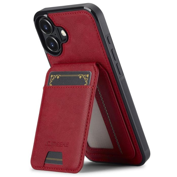 LC.imeeke - LC.IMEEKE L3 iPhone 16 Fodral Magnetiskt Läder+TPU - Röd