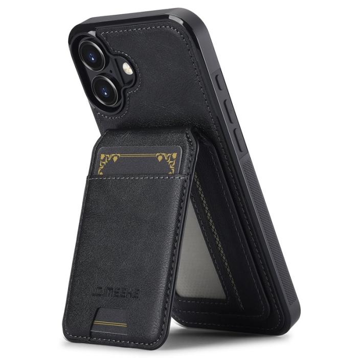 LC.imeeke - LC.IMEEKE L3 iPhone 16 Fodral Magnetiskt Läder+TPU - Svart