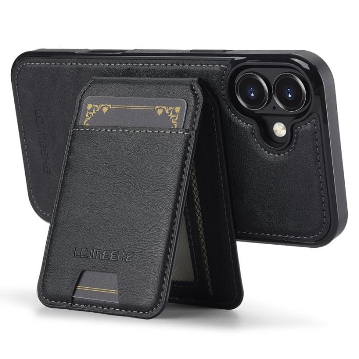 LC.imeeke - LC.IMEEKE L3 iPhone 16 Fodral Magnetiskt Läder+TPU - Svart