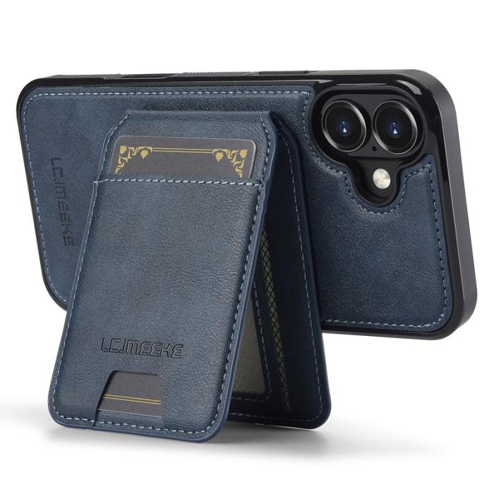 LC.imeeke - LC.IMEEKE L3 iPhone 16 Plus Fodral Äkta läder - Blå