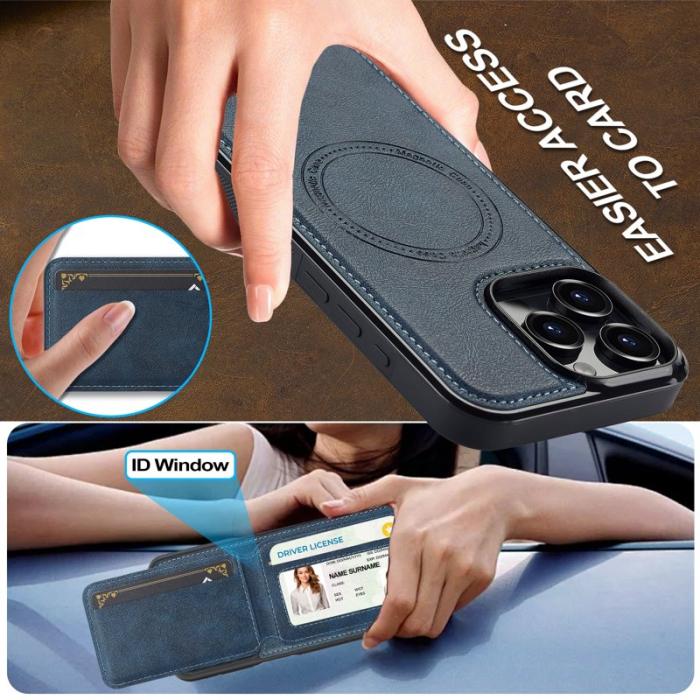 LC.imeeke - LC.IMEEKE L3 iPhone 16 Pro Fodral Äkta läder - Blå