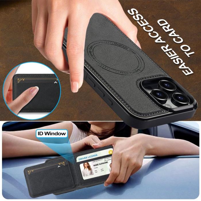 LC.imeeke - LC.IMEEKE L3 iPhone 16 Pro Max Fodral Äkta läder - Svart