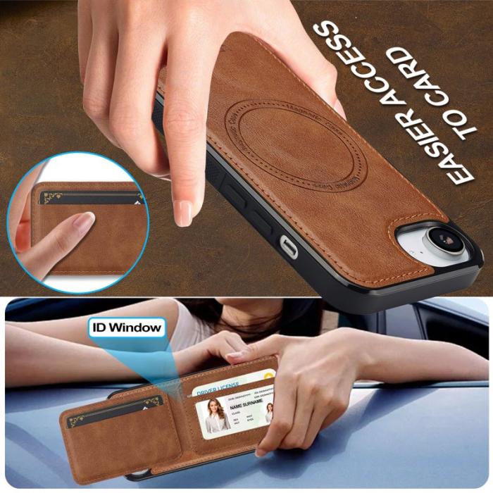 LC.imeeke - LC.IMEEKE L3 iPhone 16e Fodral Äkta läder - Brun