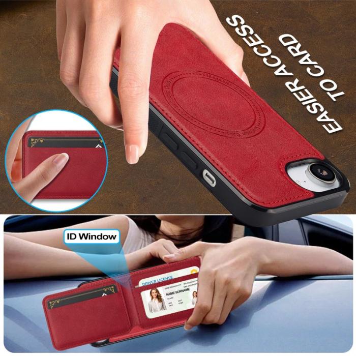 LC.imeeke - LC.IMEEKE L3 iPhone 16e Fodral Äkta läder - Röd