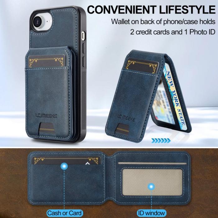 LC.imeeke - LC.IMEEKE L3 iPhone 16e Fodral Magnetiskt Äkta läder - Blå