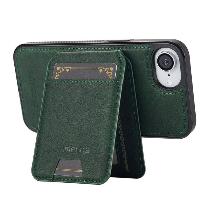 LC.imeeke - LC.IMEEKE L3 iPhone 16e Fodral Magnetiskt Äkta Läder - Grön