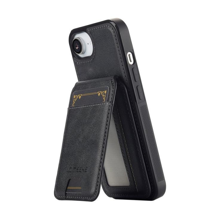 LC.imeeke - LC.IMEEKE L3 iPhone 16e Fodral Magnetiskt Äkta läder - Svart
