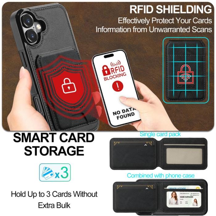 LC.imeeke - LC.IMEEKE L3 iPhone 17 Fodral Magnetiskt Äkta läder - Svart