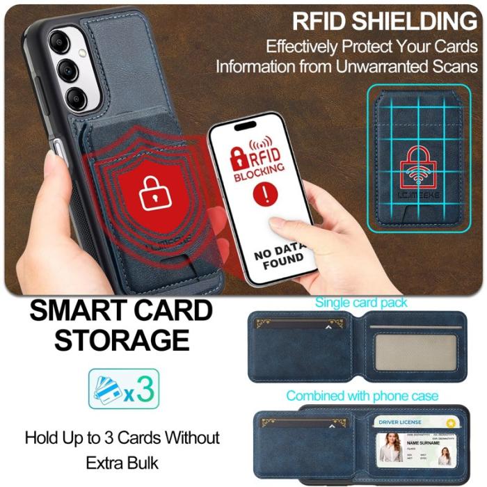 LC.imeeke - LC.IMEEKE L3 Samsung Galaxy A34 5G Fodral Äkta läder - Blå