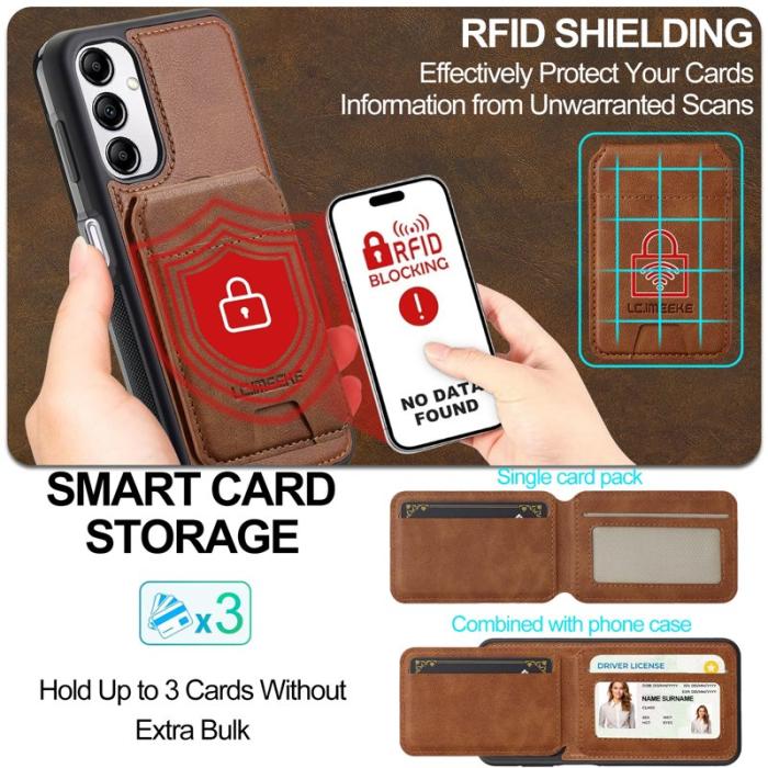 LC.imeeke - LC.IMEEKE L3 Samsung Galaxy A34 5G Fodral Äkta läder - Brun