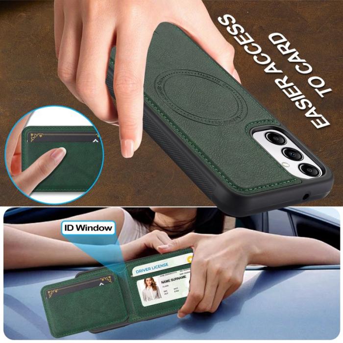 LC.imeeke - LC.IMEEKE L3 Samsung Galaxy A34 5G Fodral - Äkta läder - Grön