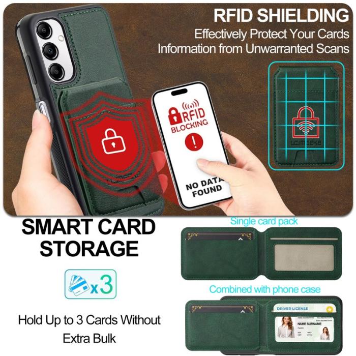 LC.imeeke - LC.IMEEKE L3 Samsung Galaxy A34 5G Fodral - Äkta läder - Grön