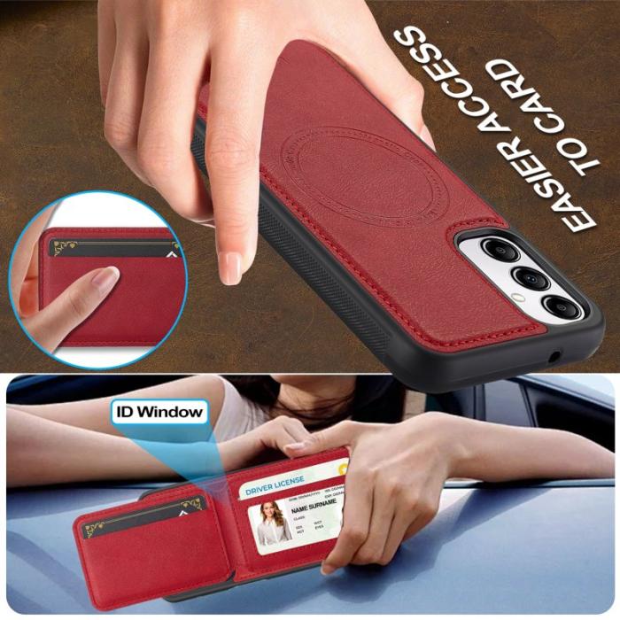 LC.imeeke - LC.IMEEKE L3 Samsung Galaxy A34 5G Fodral Äkta läder - Röd