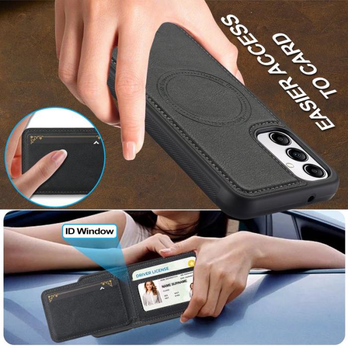 LC.imeeke - LC.IMEEKE L3 Samsung Galaxy A34 5G Fodral Äkta läder - Svart