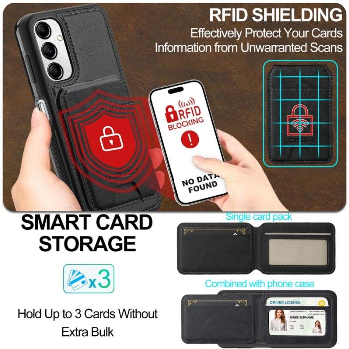 LC.imeeke - LC.IMEEKE L3 Samsung Galaxy A34 5G Fodral Äkta läder - Svart