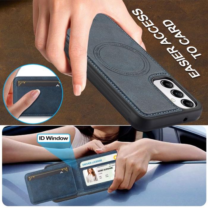 LC.imeeke - LC.IMEEKE L3 Samsung Galaxy A54 5G Fodral Äkta läder - Blå