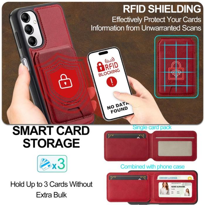 LC.imeeke - LC.IMEEKE L3 Samsung Galaxy A54 5G Fodral Äkta läder - Röd