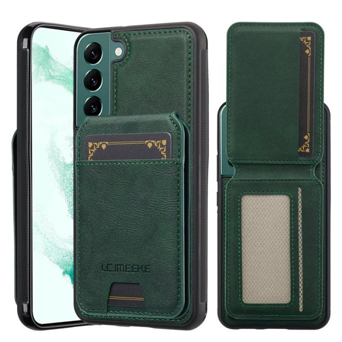 LC.imeeke - LC.IMEEKE L3 Samsung Galaxy S21 FE 5G Fodral - Äkta läder - Grön