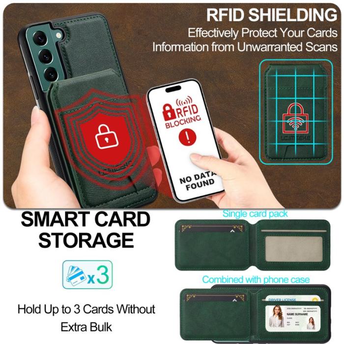 LC.imeeke - LC.IMEEKE L3 Samsung Galaxy S21 FE 5G Fodral - Äkta läder - Grön