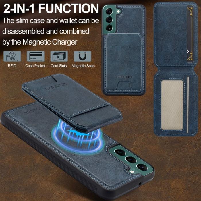 LC.imeeke - LC.IMEEKE L3 Samsung Galaxy S22 5G Fodral Äkta läder - Blå
