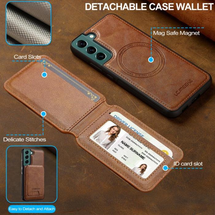 LC.imeeke - LC.IMEEKE L3 Samsung Galaxy S22 5G Fodral Äkta läder - Brun